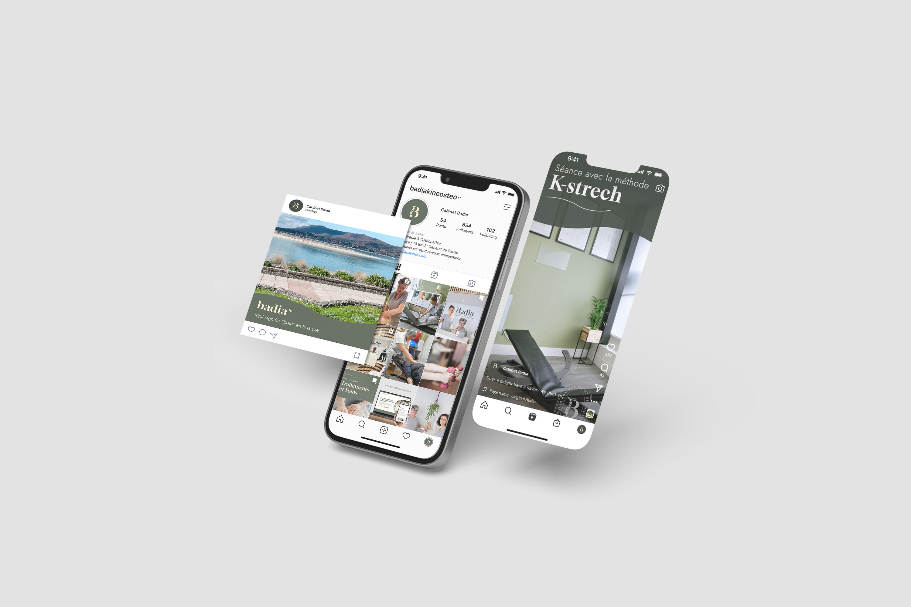 composition with mockups, of the instagram page