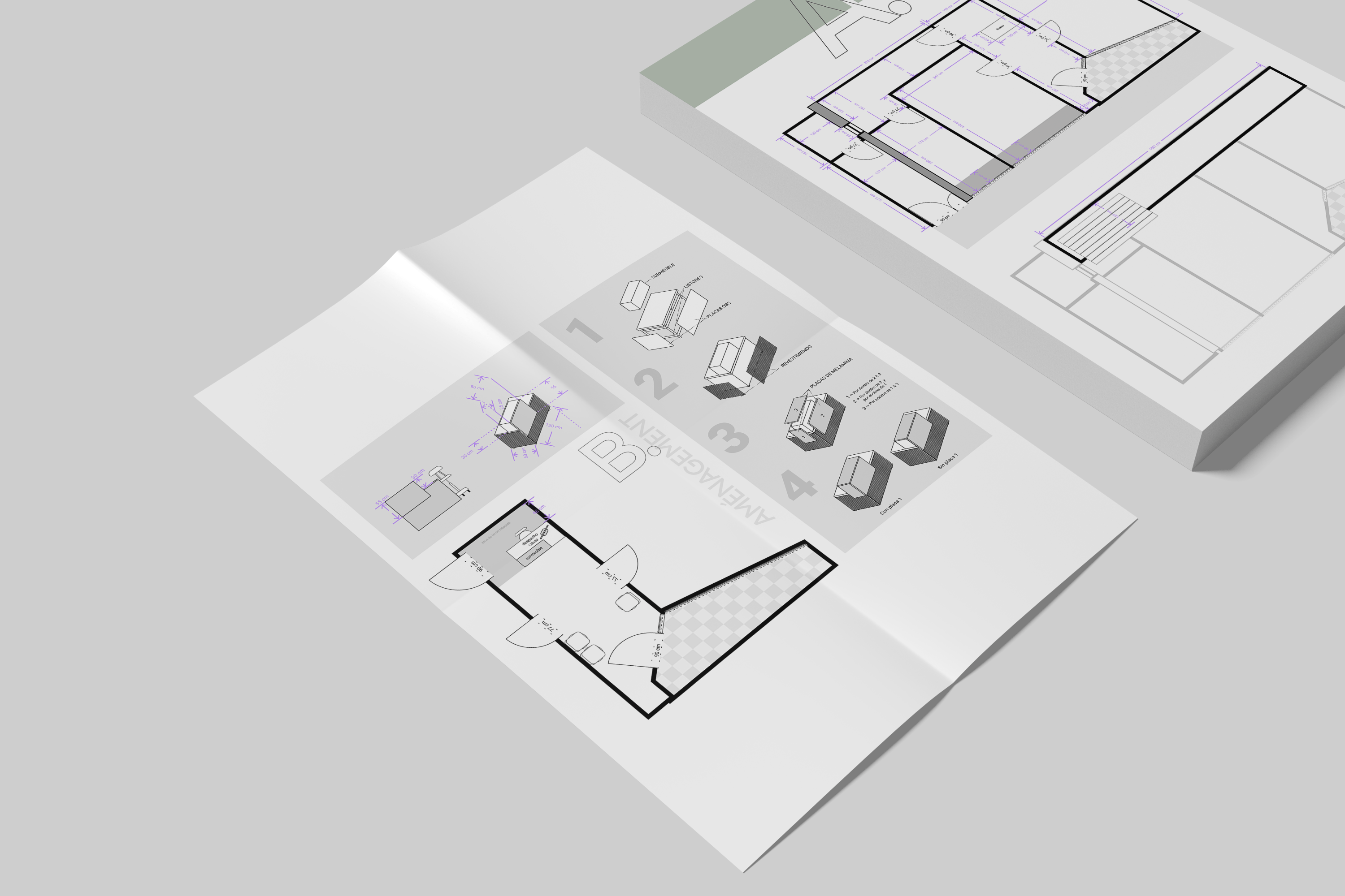 Interior layout plans and construction method for a custom-built office